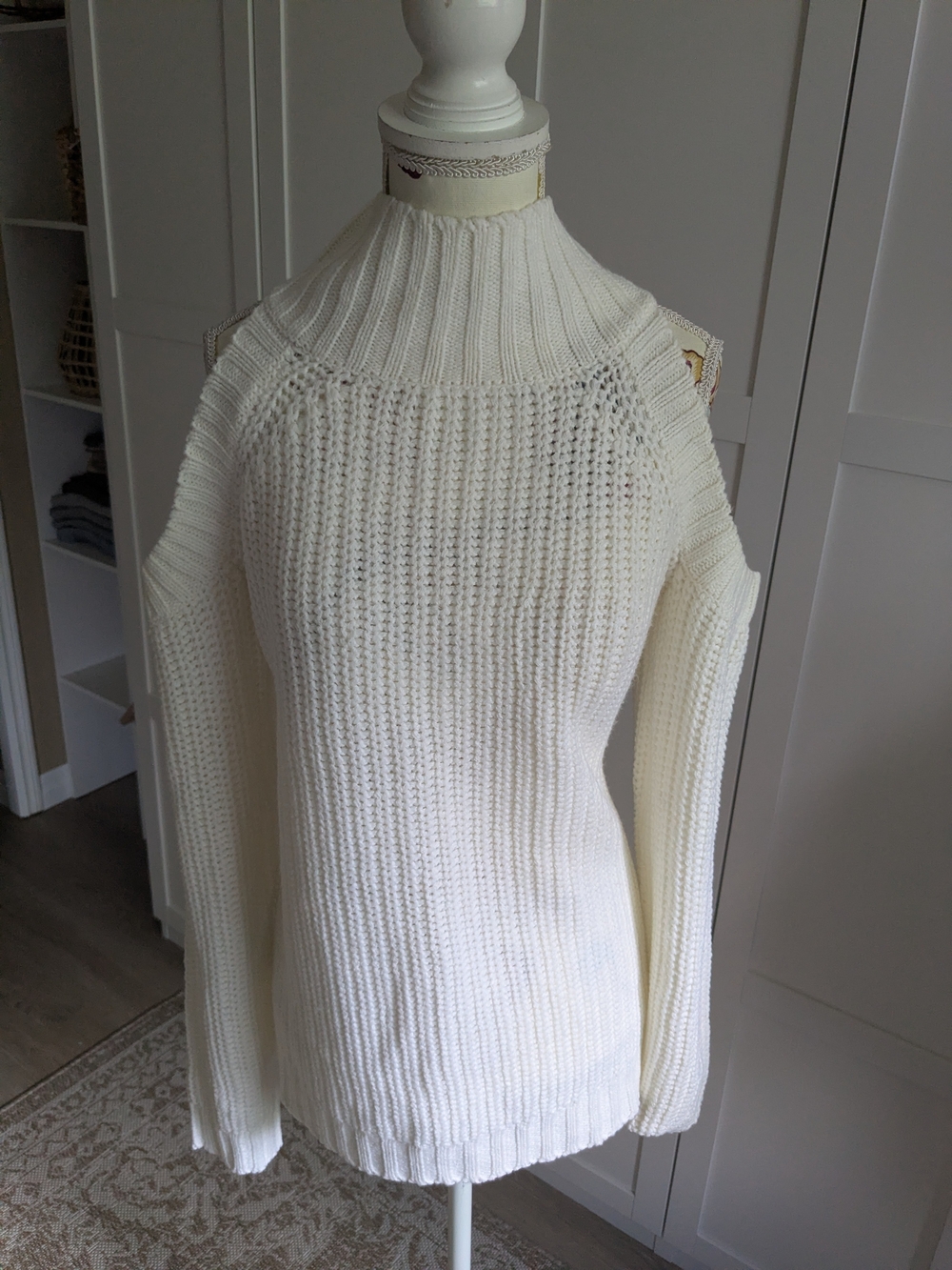 Revamped Ivory Ribbed Turtleneck Sweater